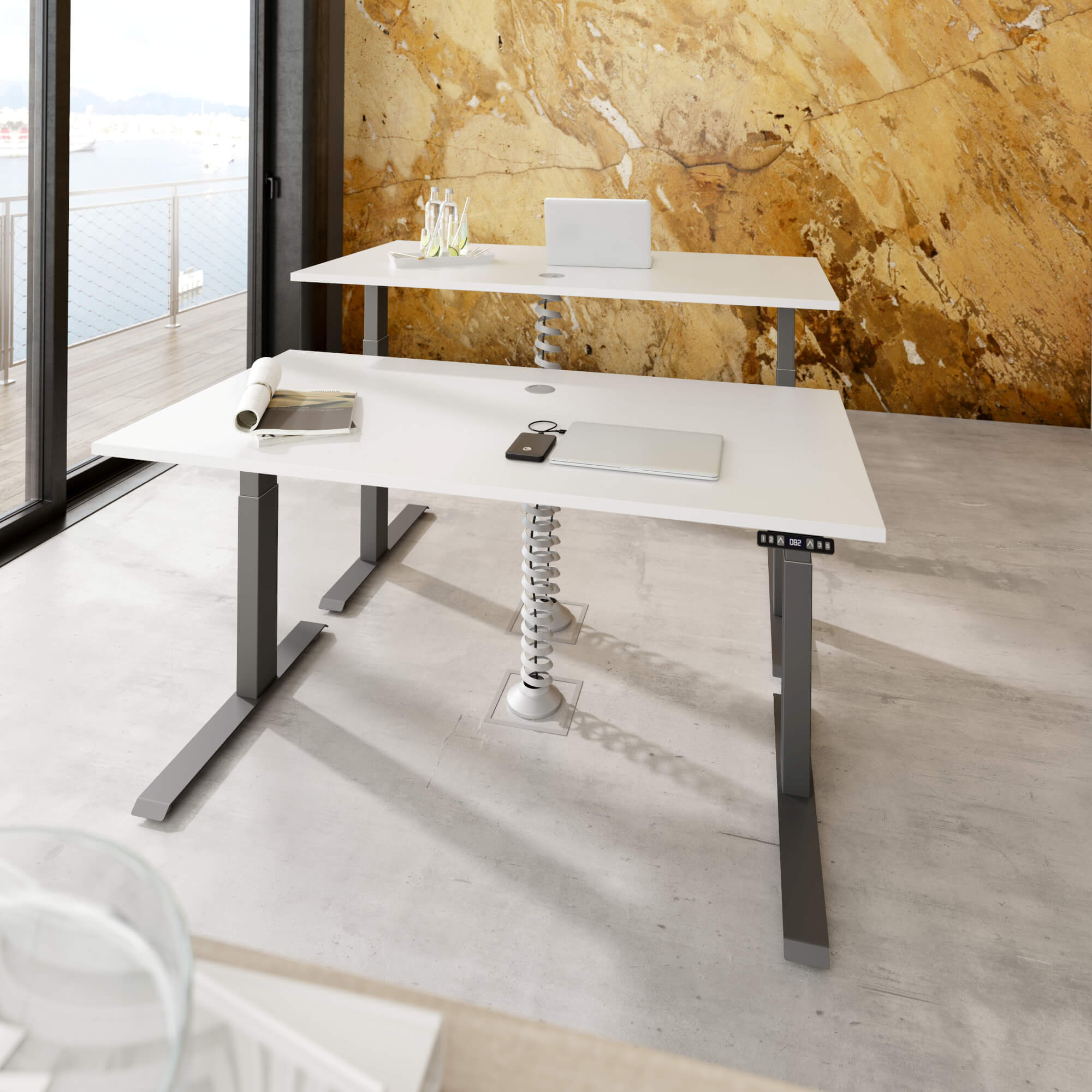 Elektrisch höhenverstellbarer Schreibtisch LIFT.UP Basic 2 - 160x80 cm mit Memory-Schalter
